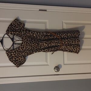 Leopard Print Short Sleeve Dress